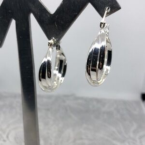 STERLING silver hooks silver plated hoop twist earrings